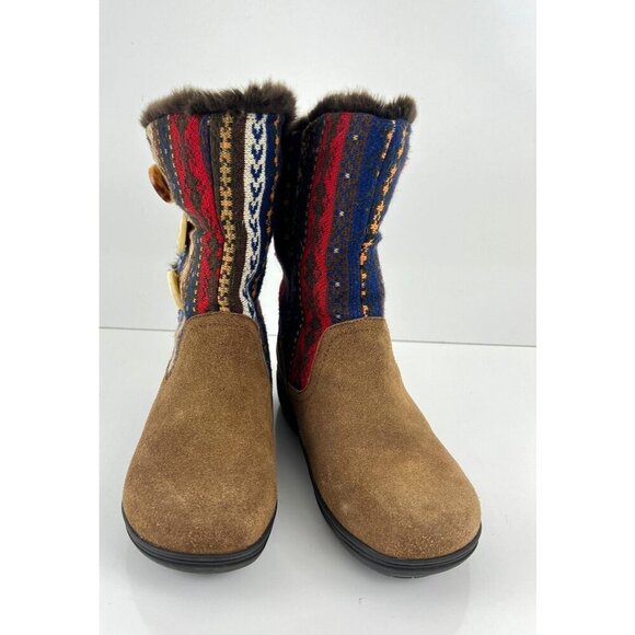 Alegria Nanook Cozy Choco Boots Brown Suede Leather Tribal Faux Fur 38 8 - Picture 8 of 10